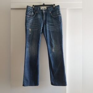 Division E Mens Thick Stitch Flap Pocket Straight Leg Jeans 34